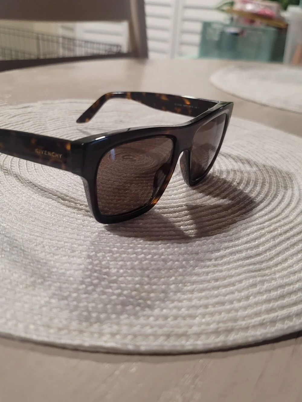 Givenchy Men's Tortoiseshell Sunglasses with Gold Logo